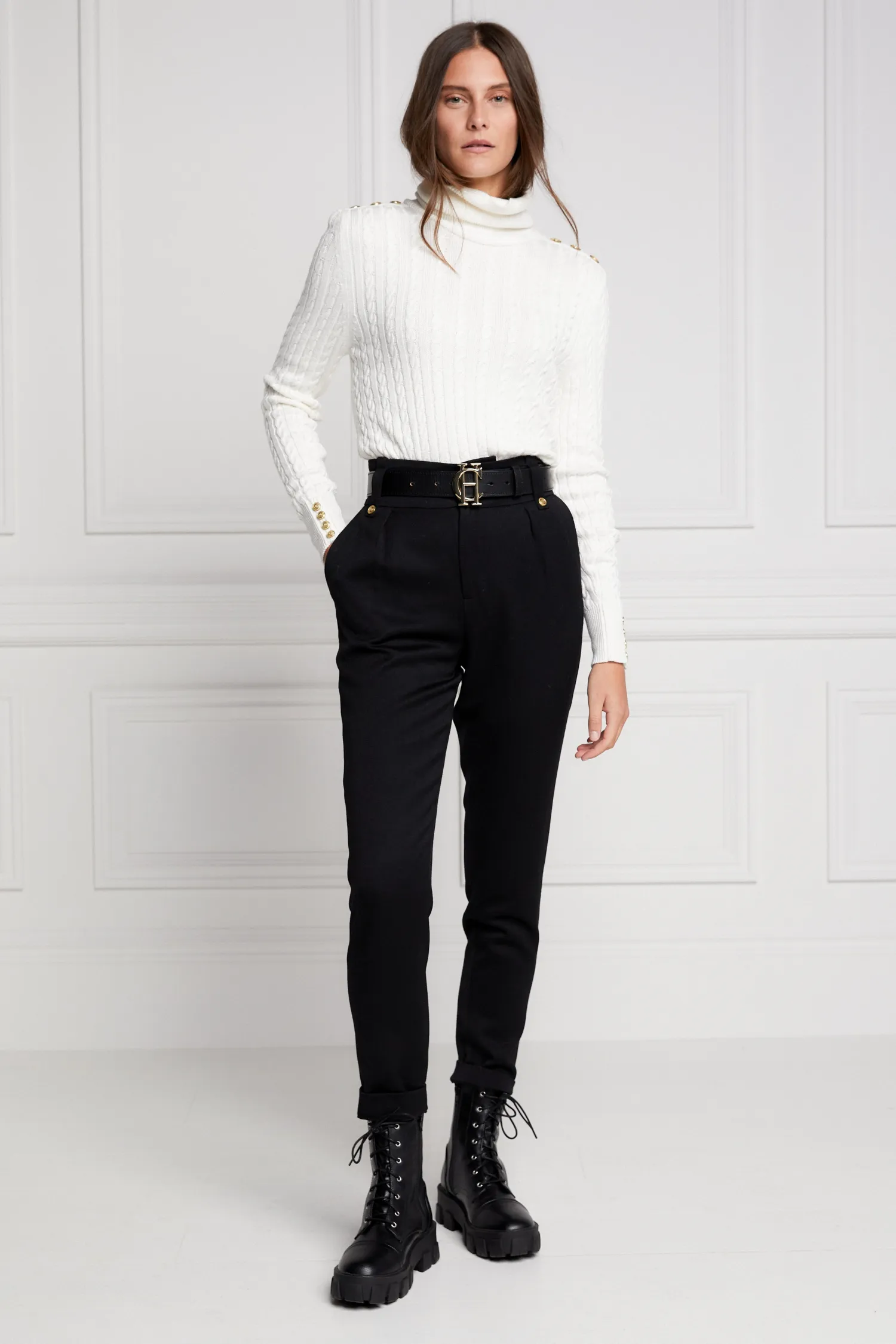 Sale Seattle Roll Neck Cable Knit (Winter White) Women Knitwear