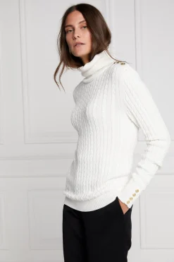 Sale Seattle Roll Neck Cable Knit (Winter White) Women Knitwear