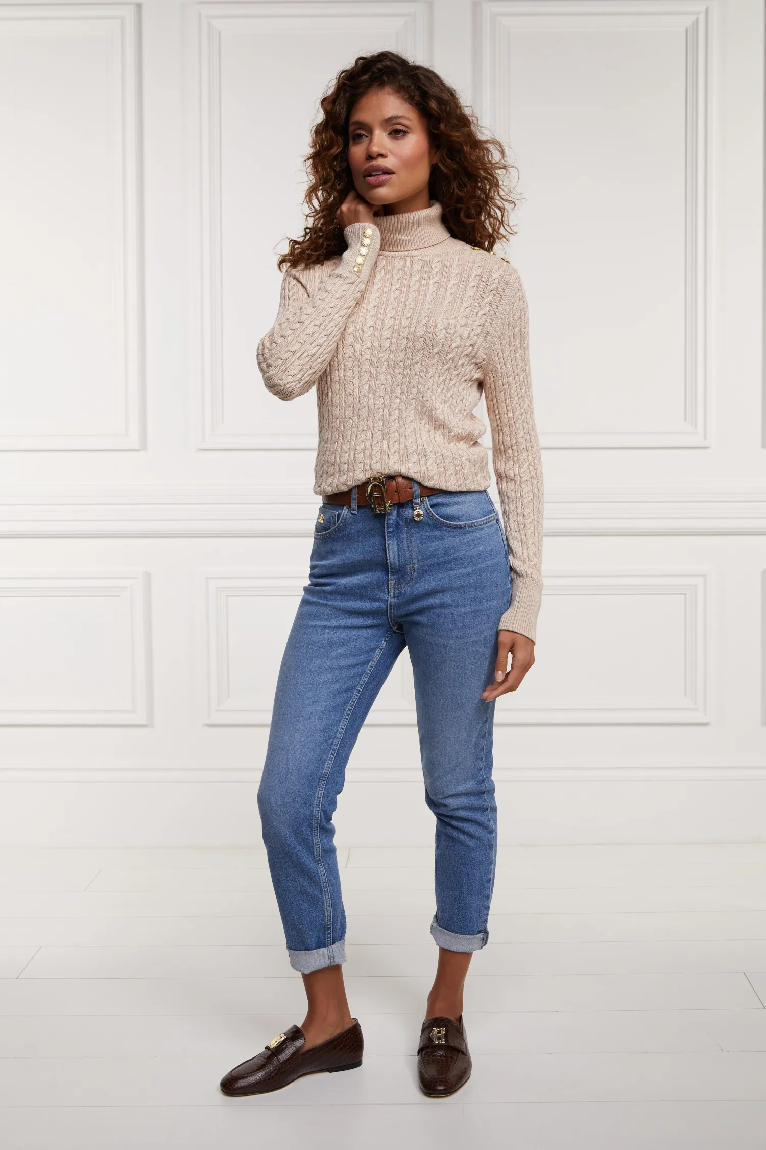 Fashion Seattle Roll Neck Cable Knit Women Knitwear