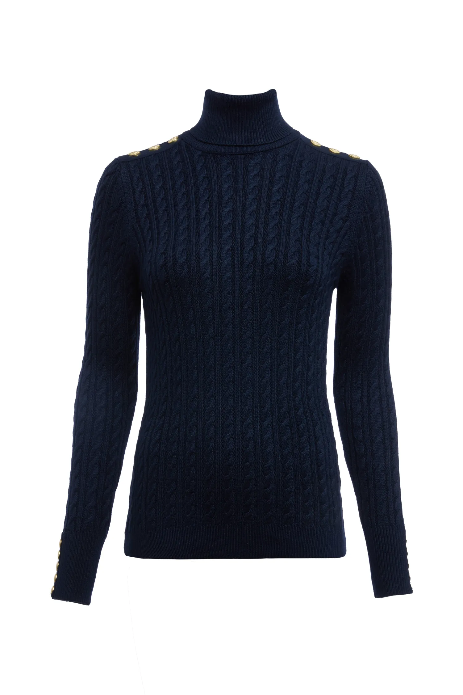 Online Seattle Roll Neck Cable Knit (Ink Navy) Women Knitwear