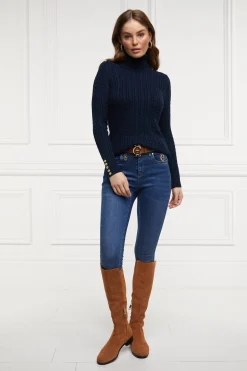 Online Seattle Roll Neck Cable Knit (Ink Navy) Women Knitwear