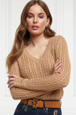 Clearance Seattle V-Neck Knit (Dark Camel) Women Knitwear