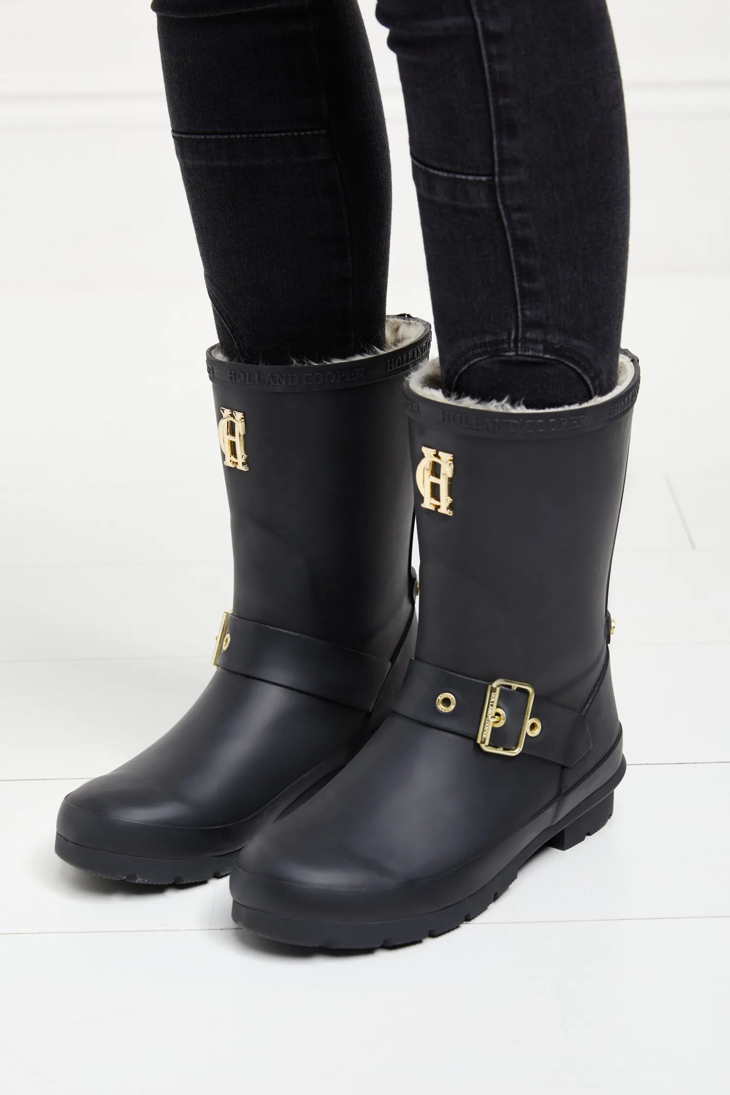 New Sherpa Lined Chelsea Wellington (Matte Black) Women Wellington Boots