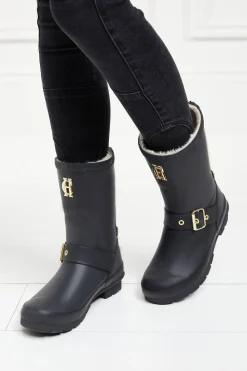 New Sherpa Lined Chelsea Wellington (Matte Black) Women Wellington Boots