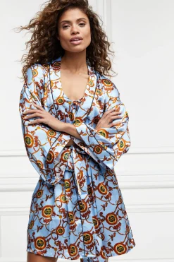 Discount Silk Dressing Gown (Sky Blue) Women Sleepwear