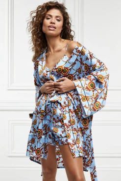 Discount Silk Dressing Gown (Sky Blue) Women Sleepwear