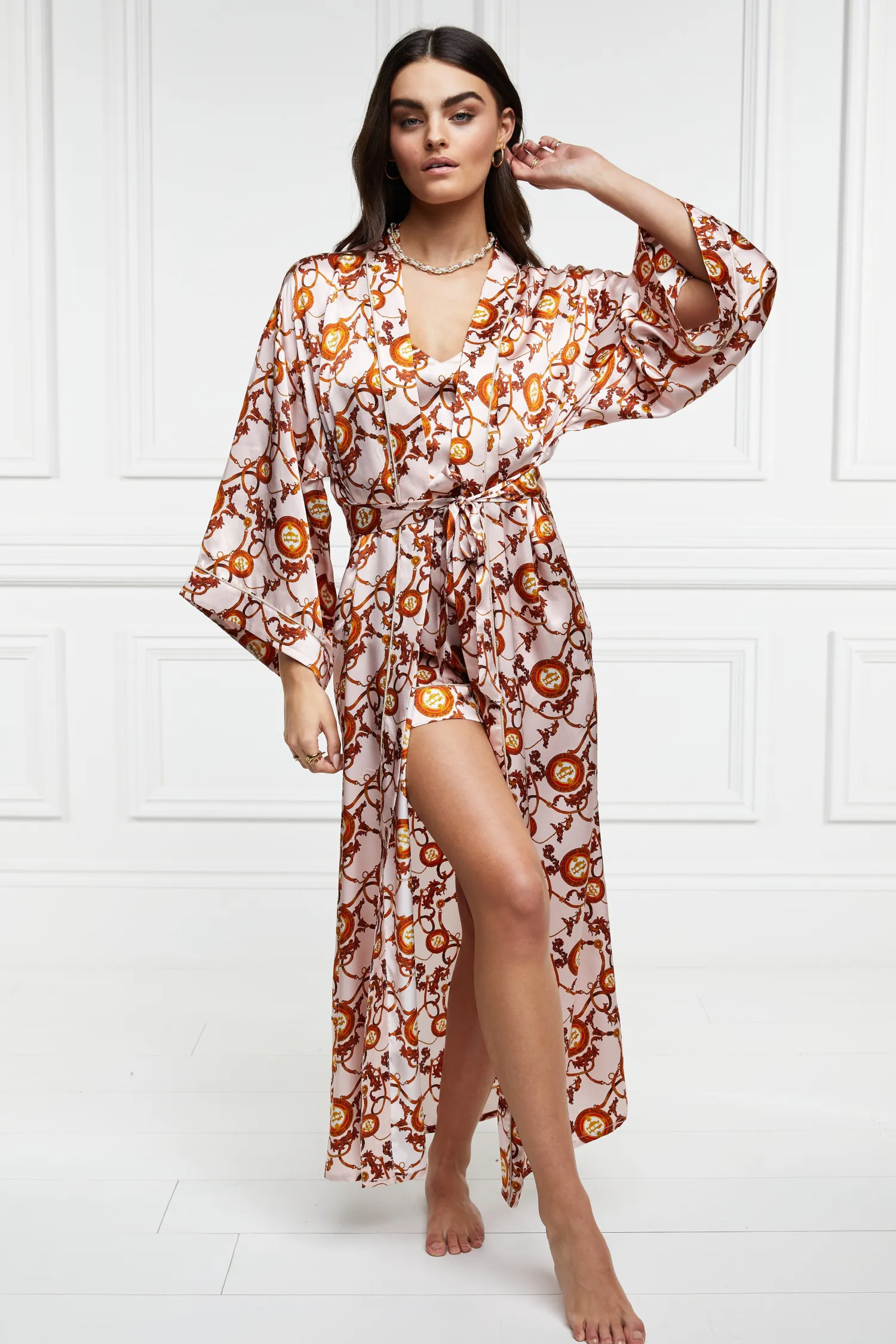 Hot Silk Full Length Dressing Gown Women Sleepwear