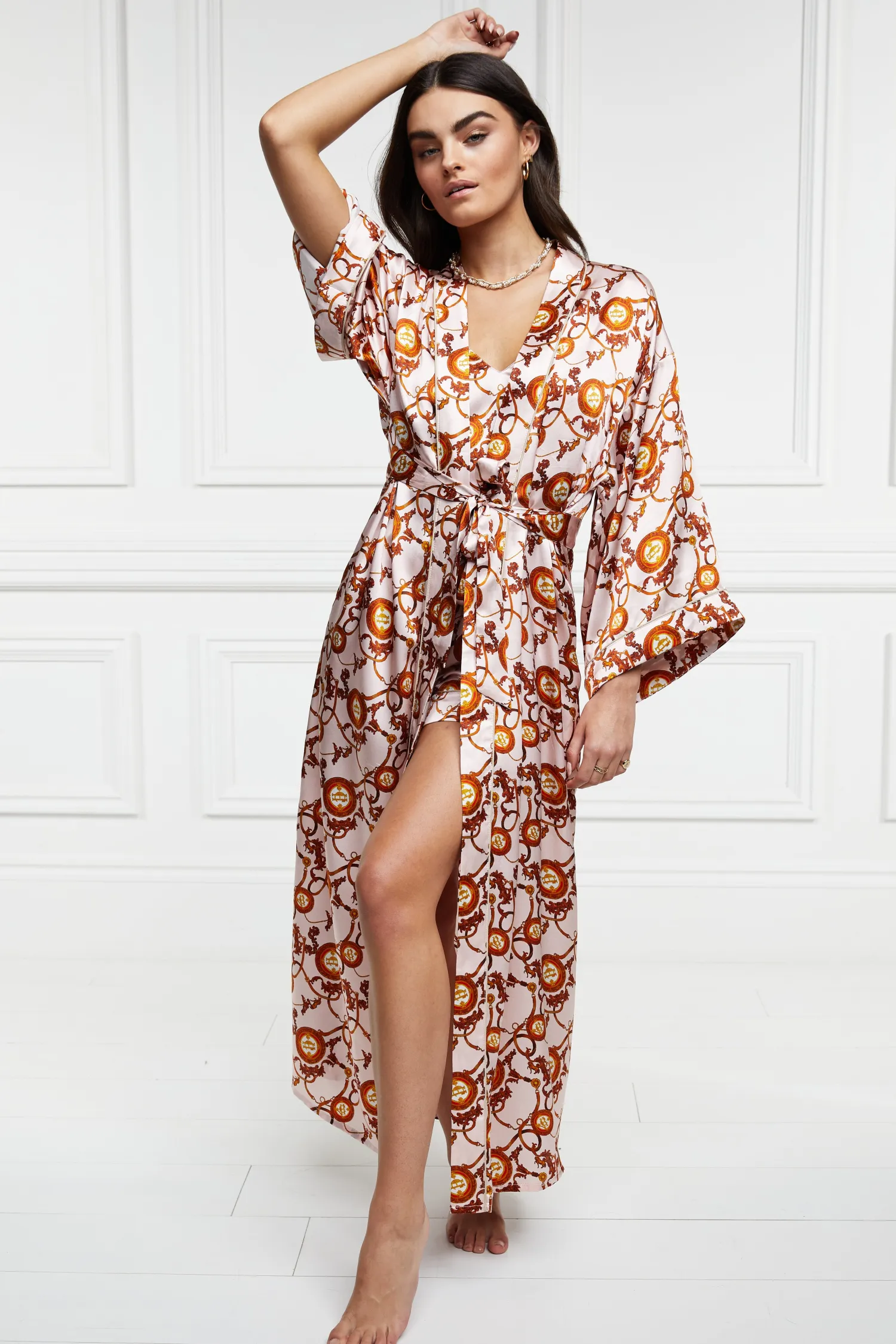 Hot Silk Full Length Dressing Gown Women Sleepwear