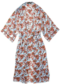 Fashion Silk Full Length Dressing Gown (Sky Blue) Women Sleepwear
