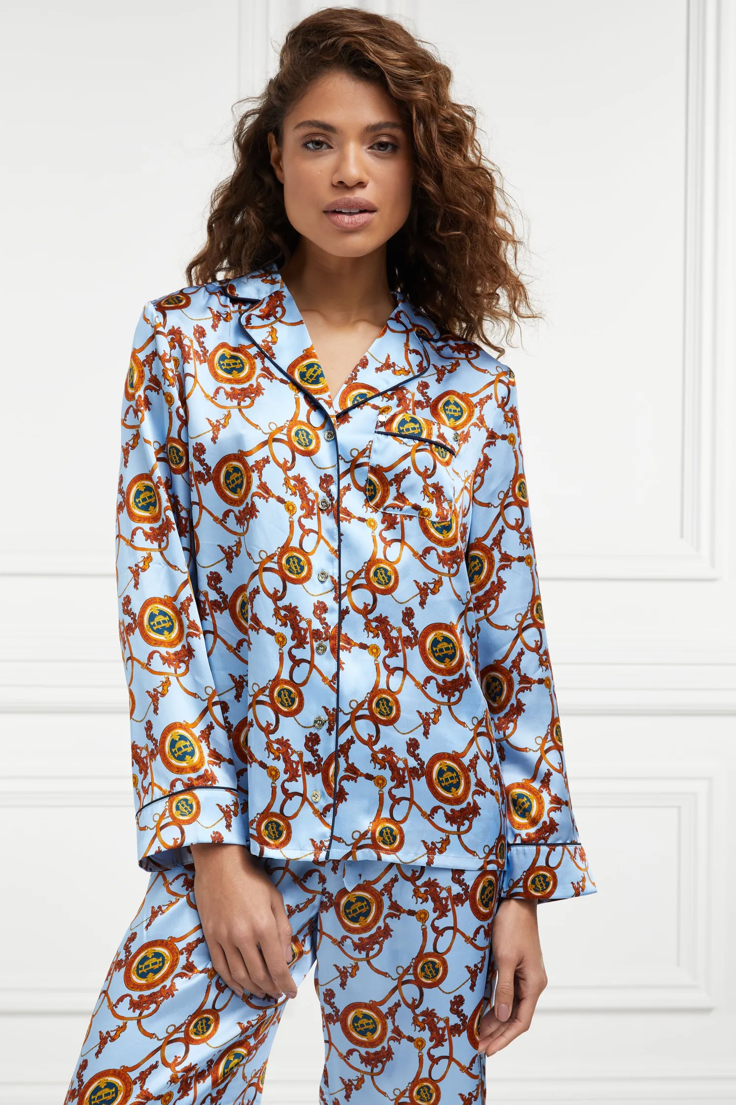New Silk Pyjama Shirt (Sky Blue) Women Sleepwear