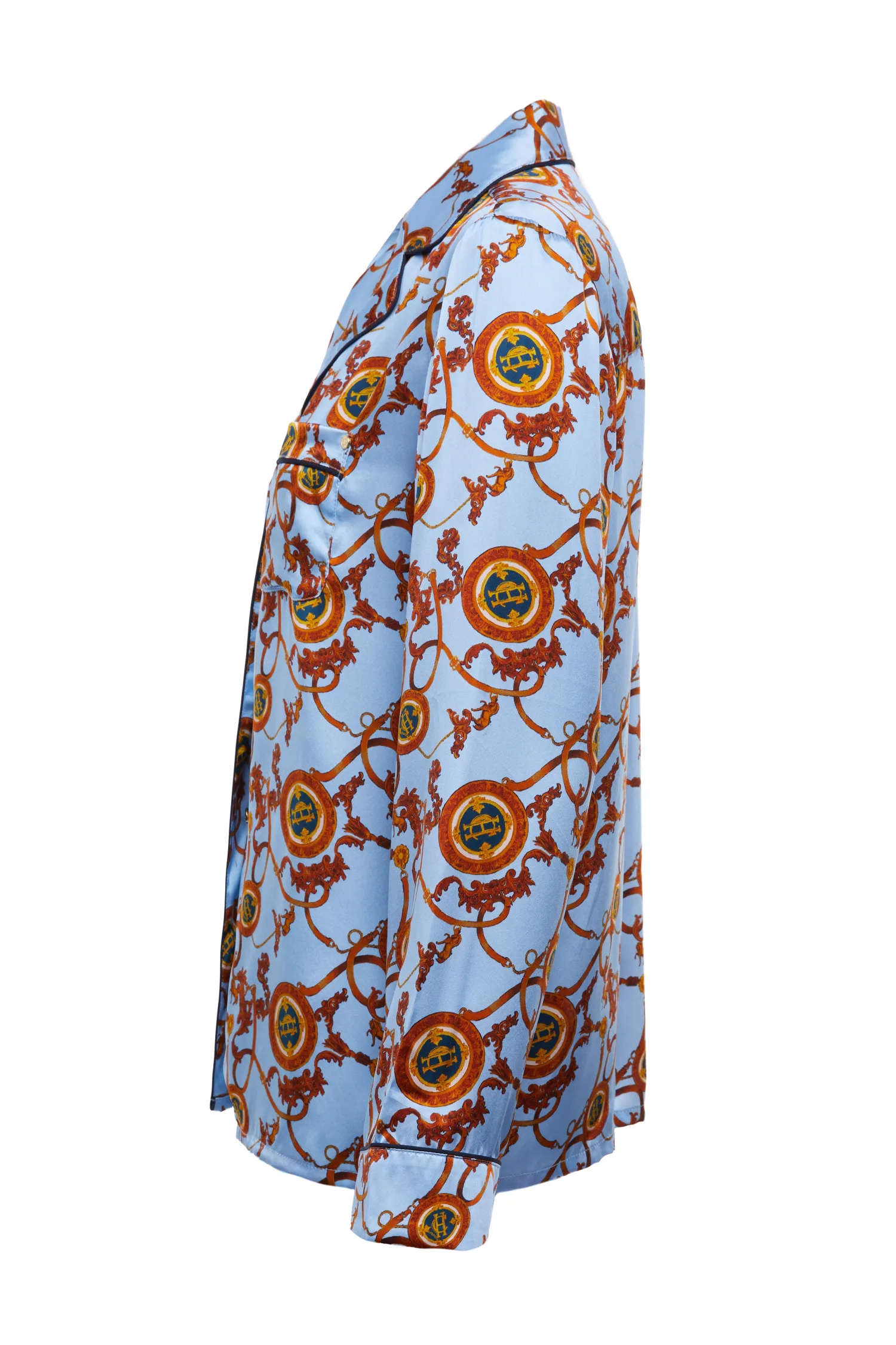 New Silk Pyjama Shirt (Sky Blue) Women Sleepwear