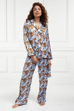 Sale Silk Pyjama Trouser (Sky Blue) Women Sleepwear