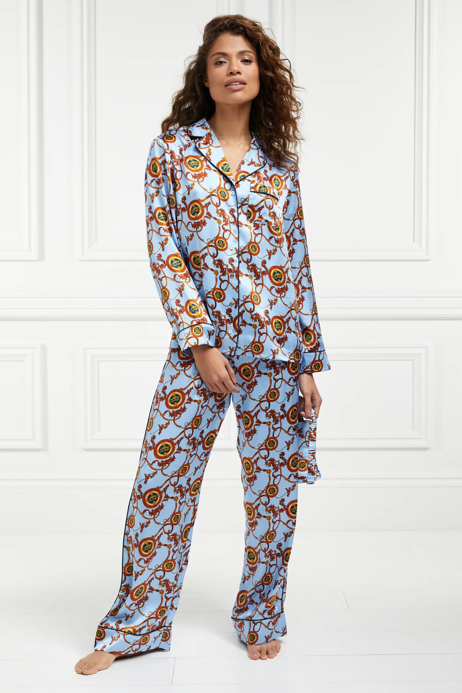 Sale Silk Pyjama Trouser (Sky Blue) Women Sleepwear