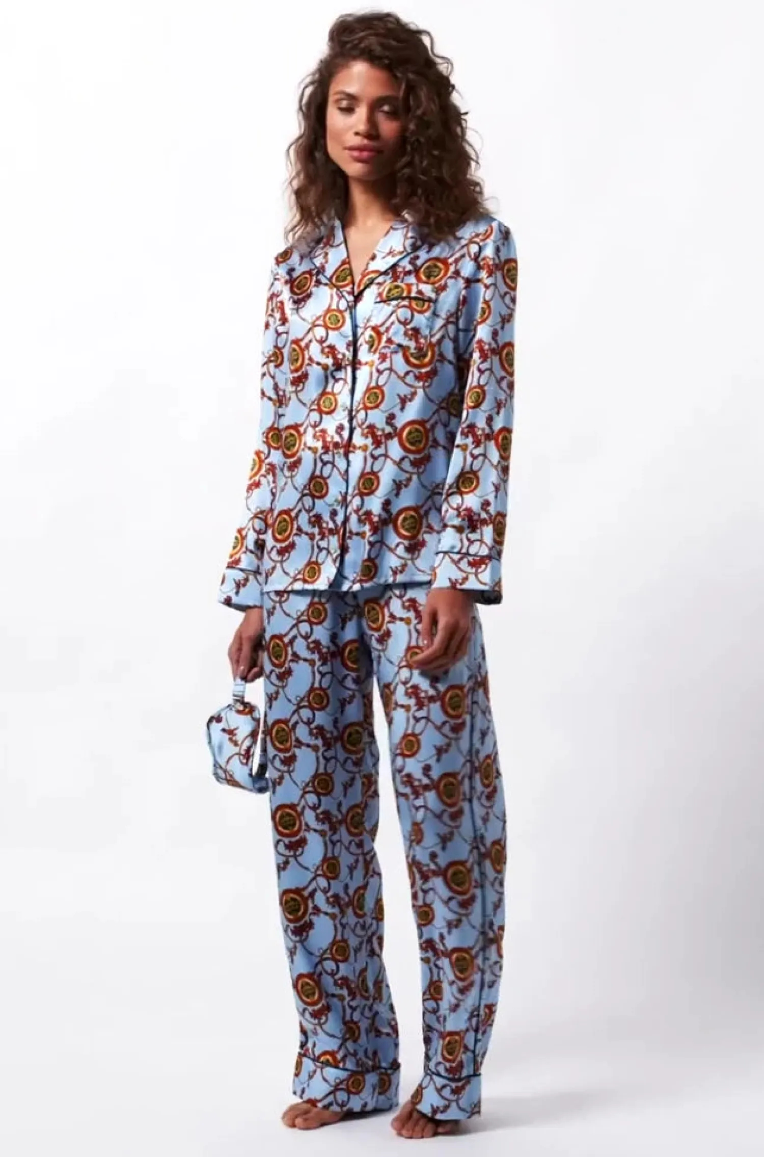 Sale Silk Pyjama Trouser (Sky Blue) Women Sleepwear
