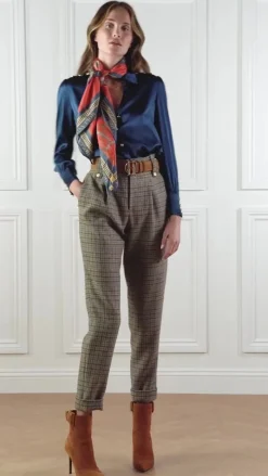 Clearance Silk V-Neck Blouse (Petrol Blue) Women Shirts & Blouses