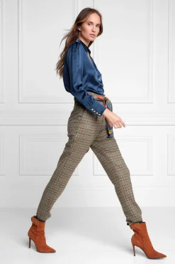 Clearance Silk V-Neck Blouse (Petrol Blue) Women Shirts & Blouses
