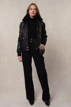 Discount Sloane Leather Bomber Women Jackets
