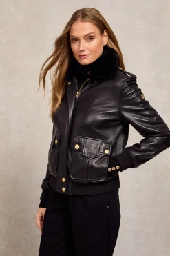 Discount Sloane Leather Bomber Women Jackets