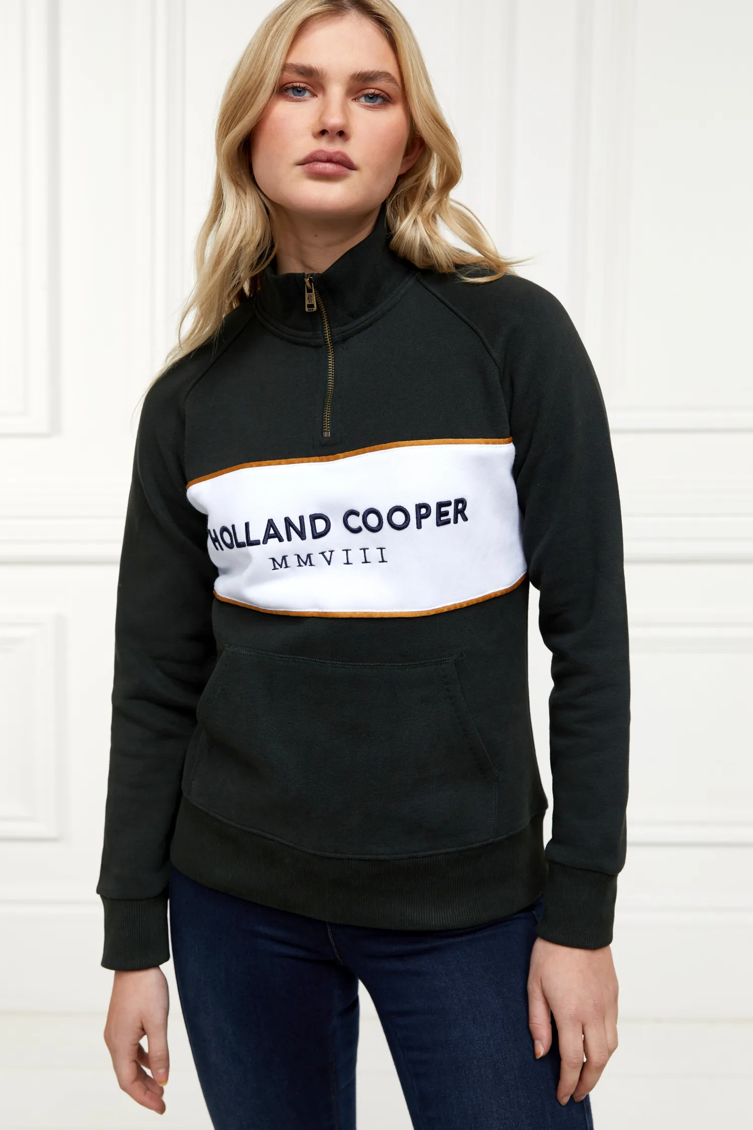 Sale Sporting Heritage Zip Henley (Racing Green) Women Hoodies & Sweatshirts|Sweatshirts