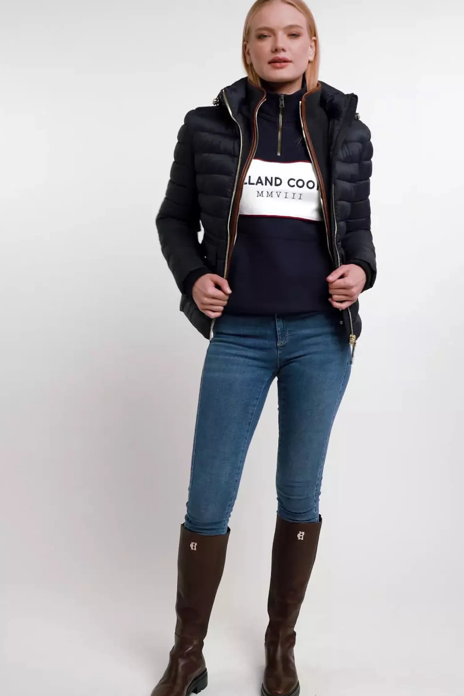 Online Sporting Heritage Zip Henley (Ink Navy) Women Hoodies & Sweatshirts|Sweatshirts