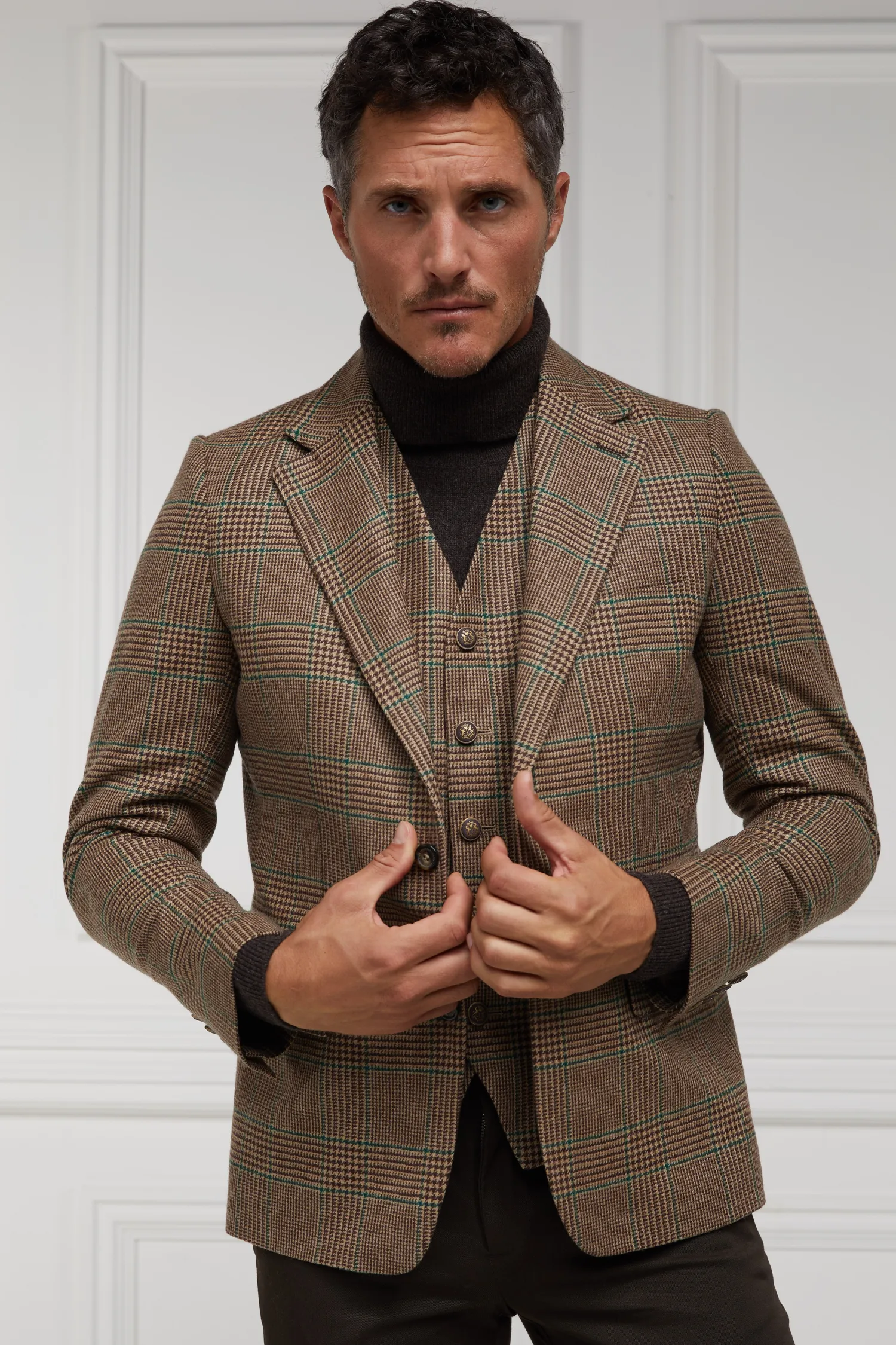 Outlet St James Waistcoat (Clarence Check Forest) Waistcoats