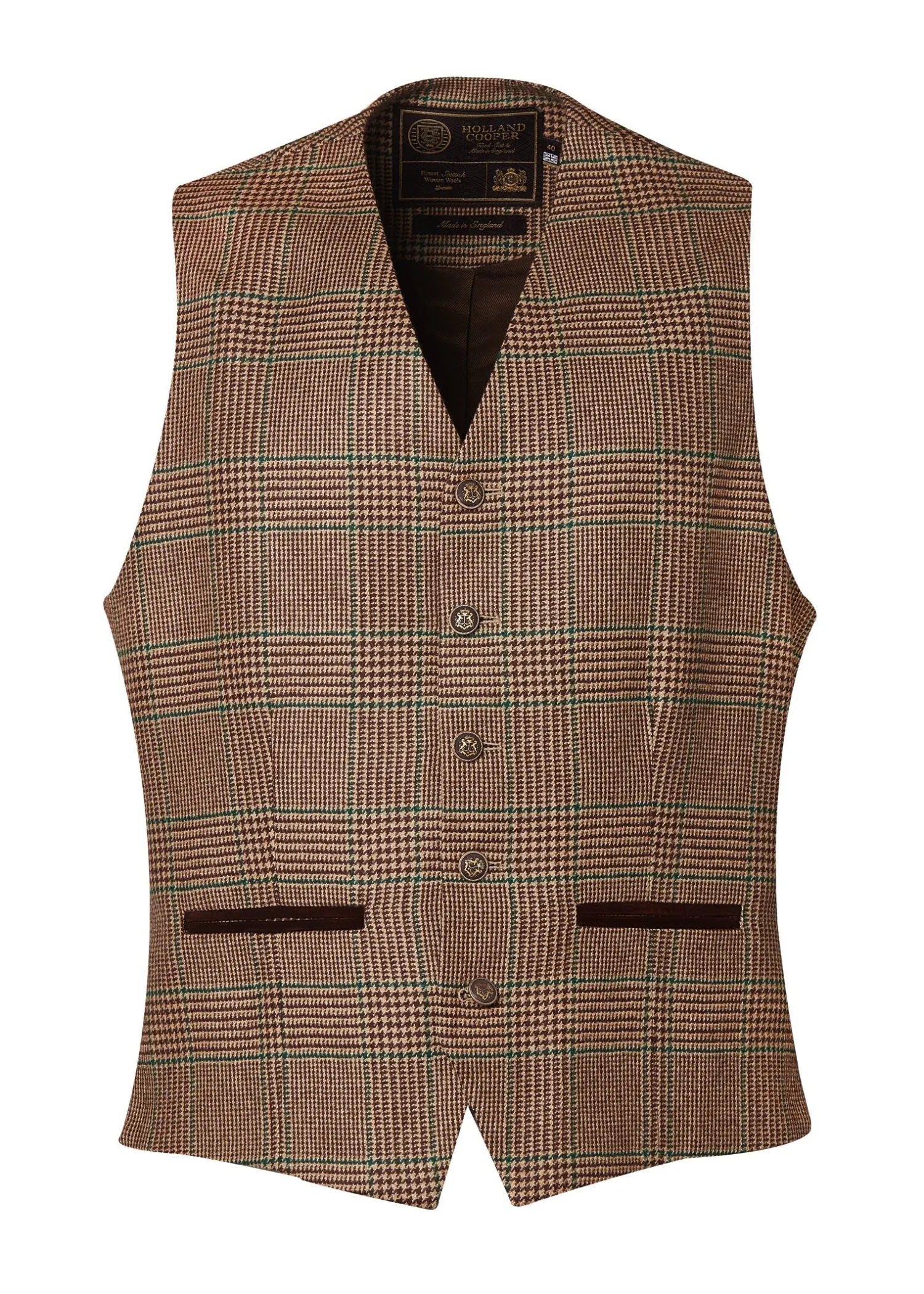 Outlet St James Waistcoat (Clarence Check Forest) Waistcoats