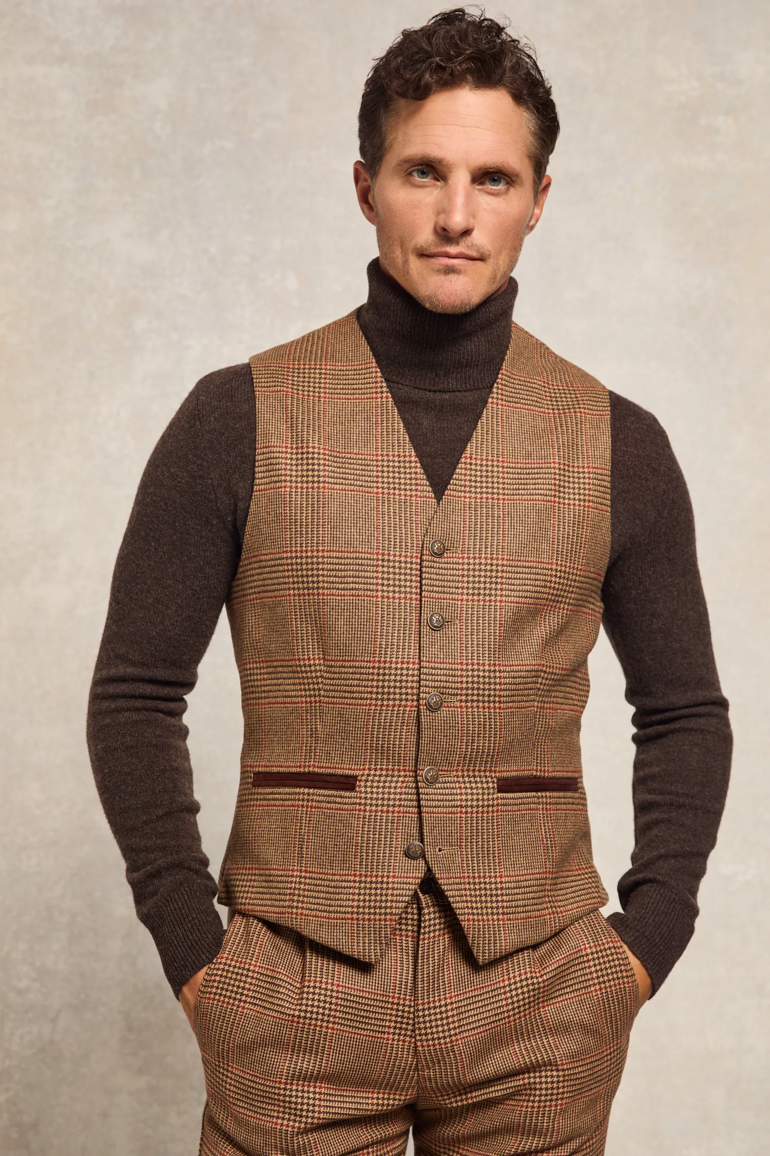 Sale St James Waistcoat (Clarence Check Merlot) Waistcoats