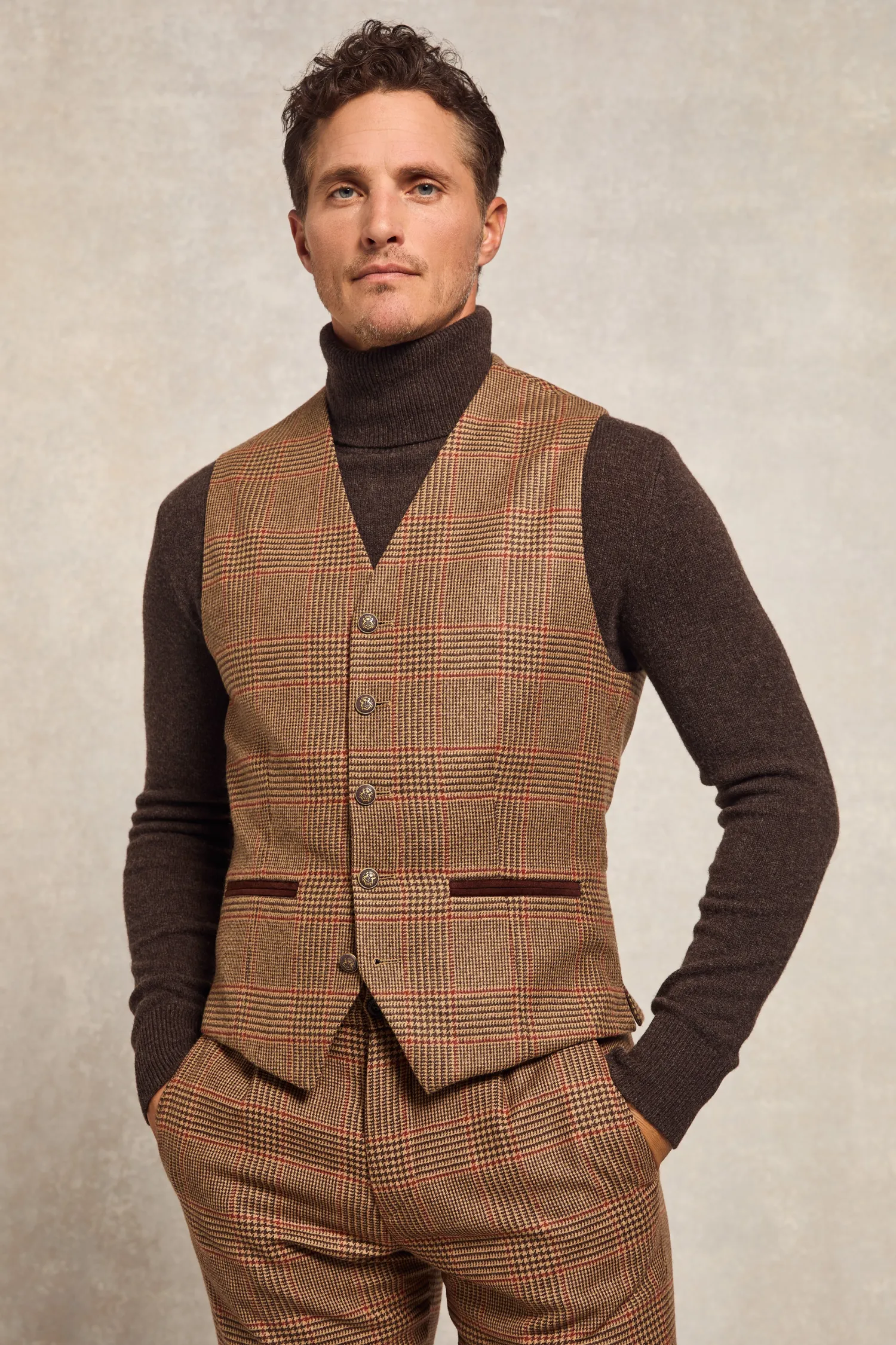 Sale St James Waistcoat (Clarence Check Merlot) Waistcoats