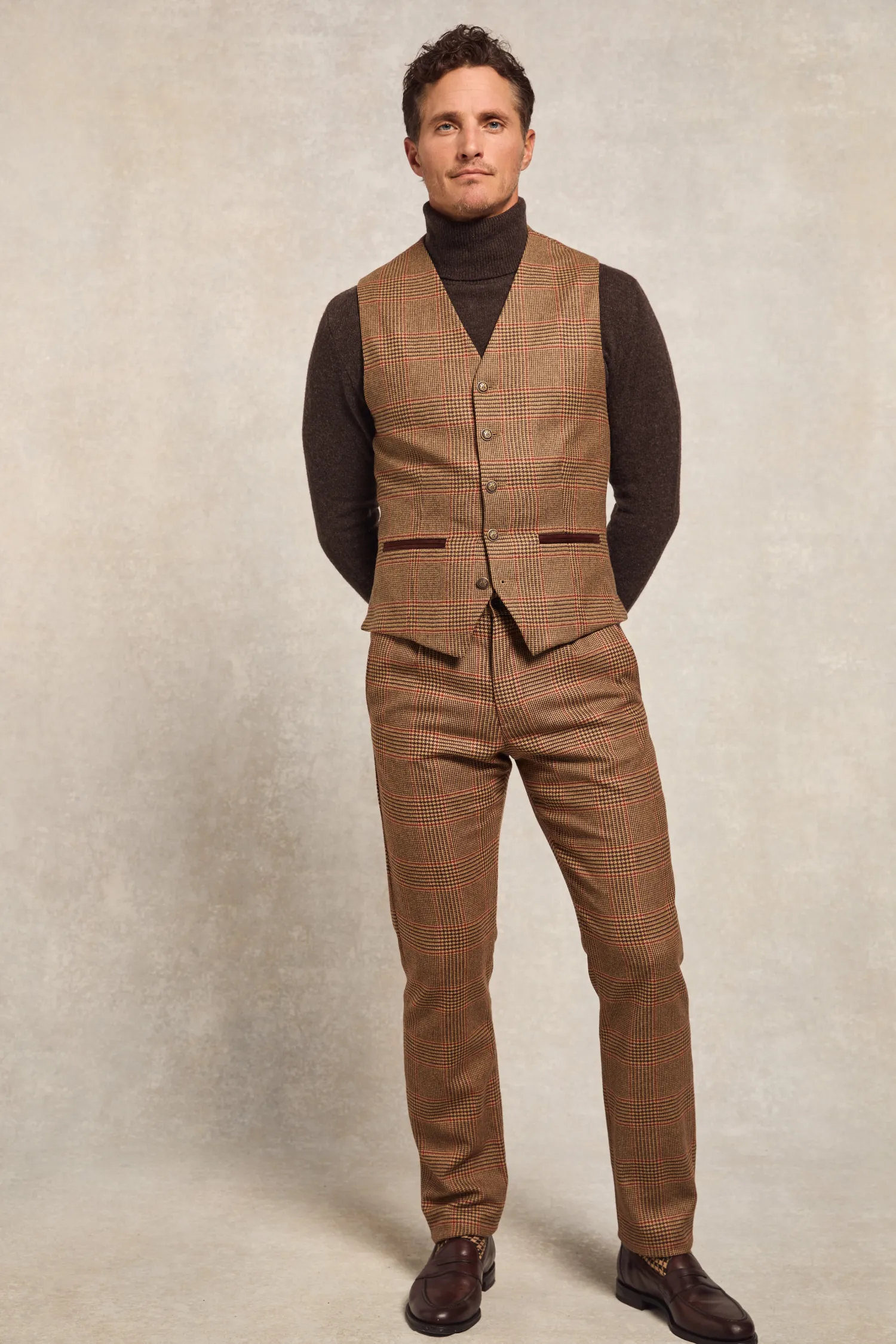 Sale St James Waistcoat (Clarence Check Merlot) Waistcoats