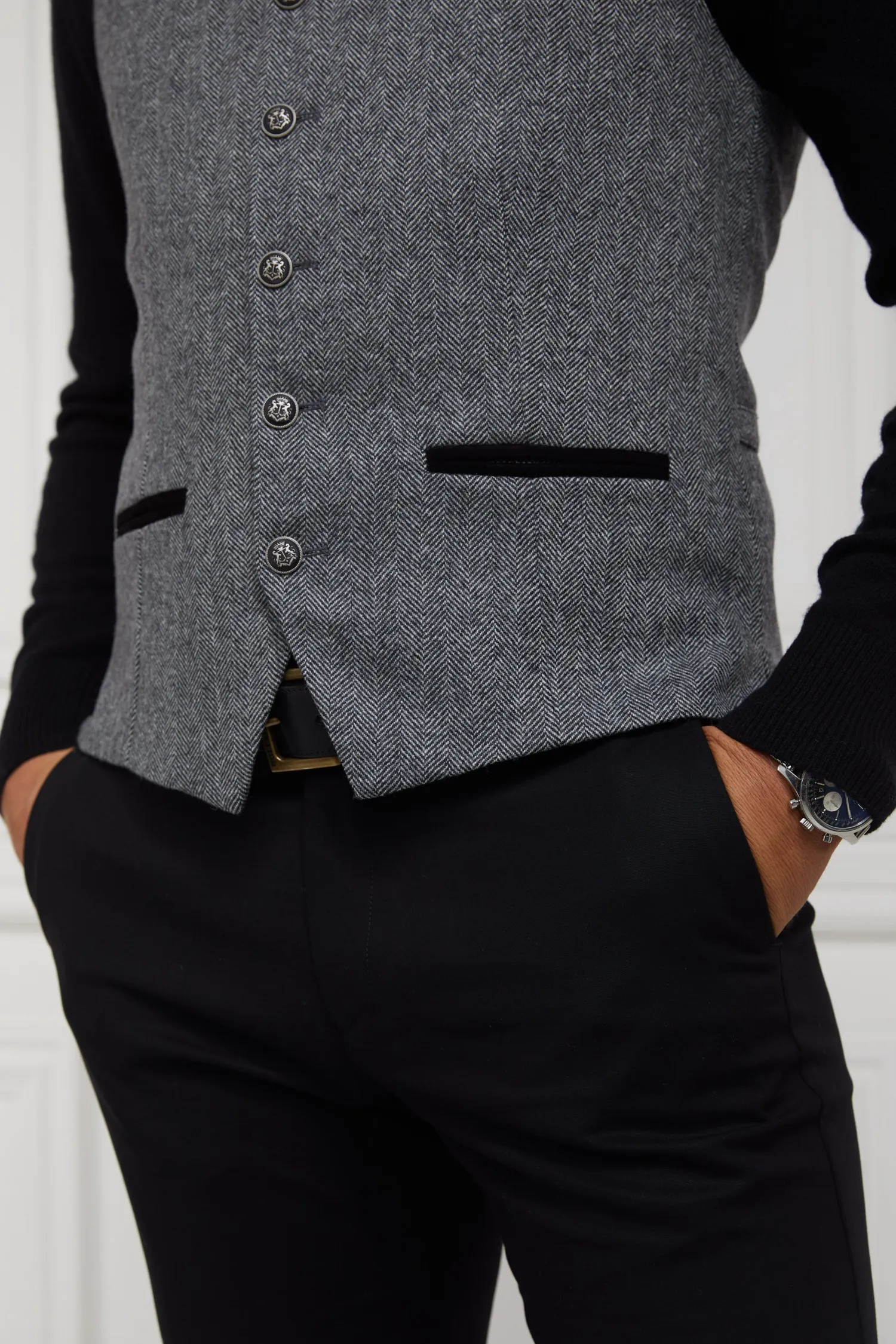 Outlet St James Waistcoat (Mono Herringbone) Waistcoats