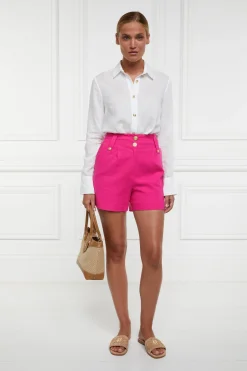 Sale Tailored Short (Hot Pink Linen) Women Shorts|Tailoring