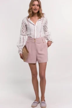 Hot Tailored Short (Pink Linen) Women Shorts|Tailoring