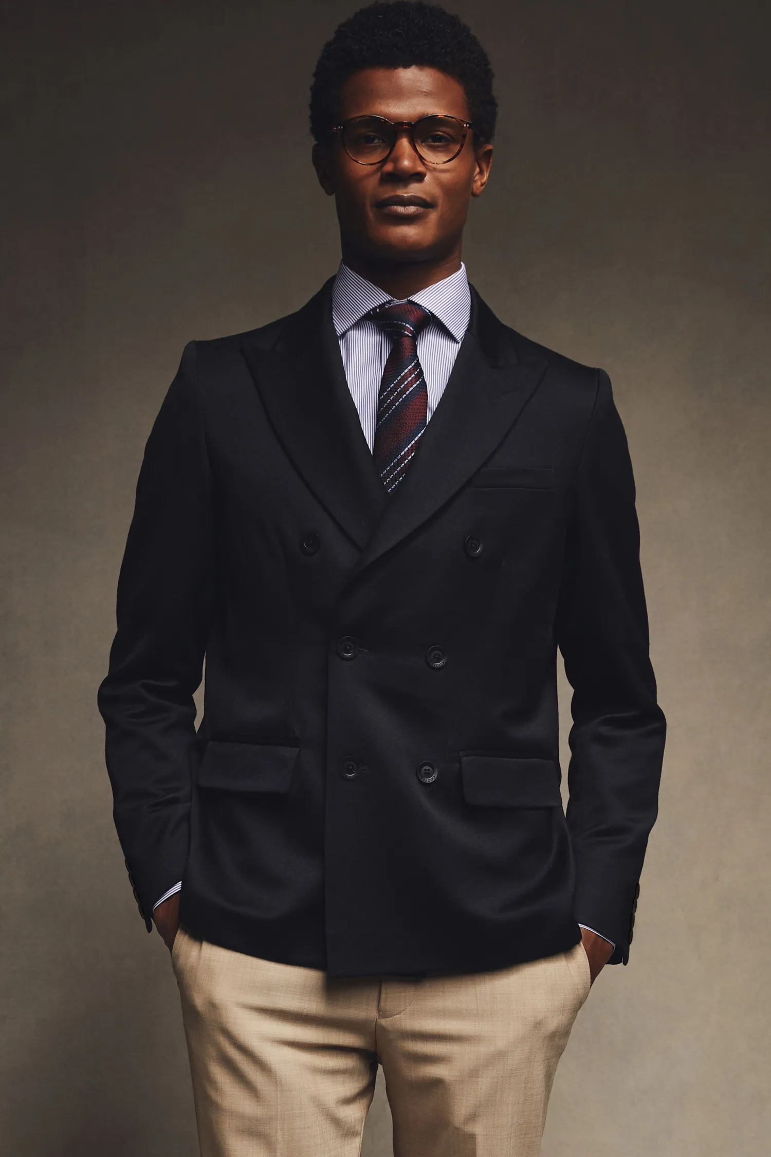 Fashion The Double Breasted Blazer (Black Barathea) Women Tailoring|Blazers