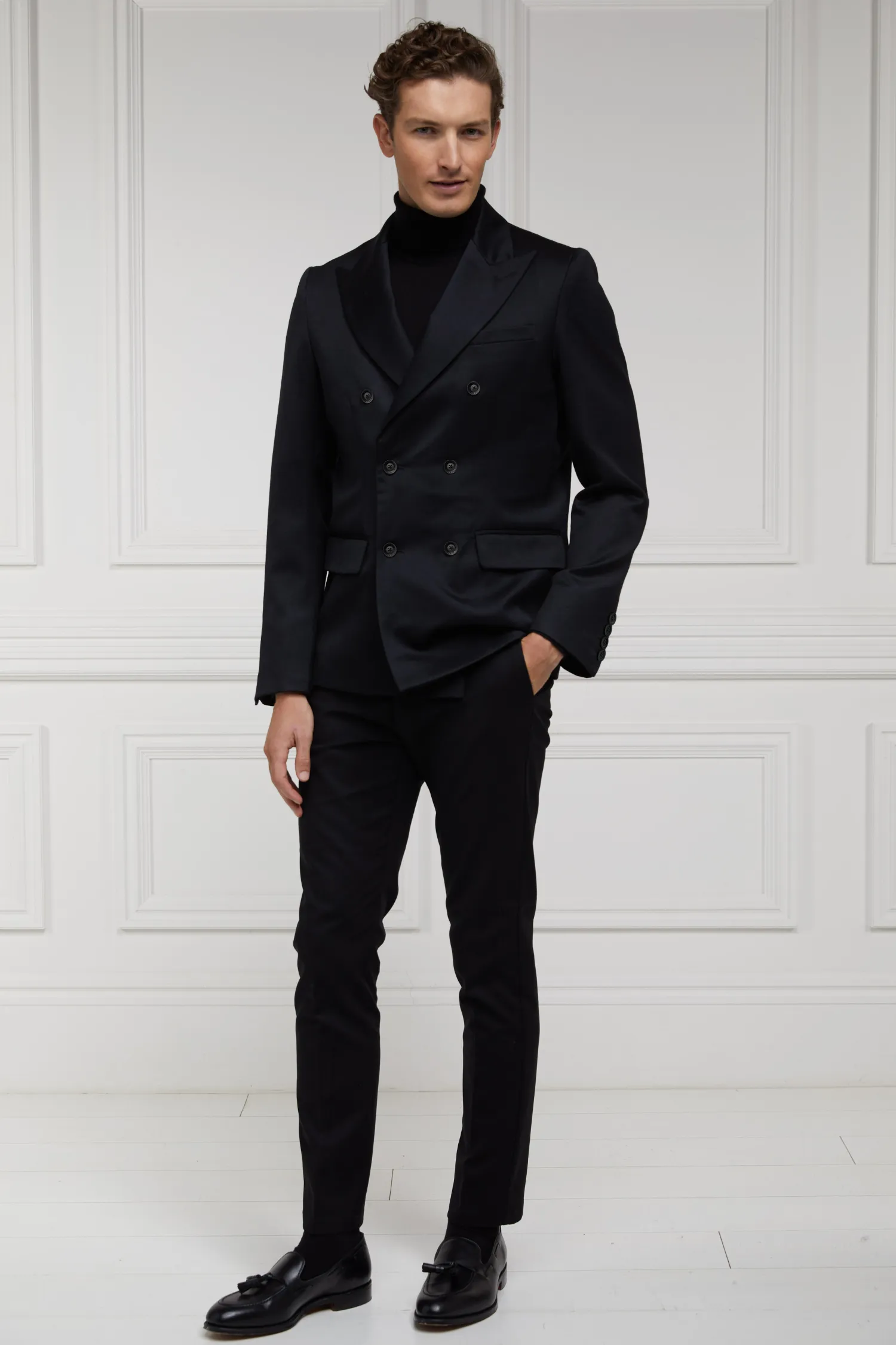 Fashion The Double Breasted Blazer (Black Barathea) Women Tailoring|Blazers