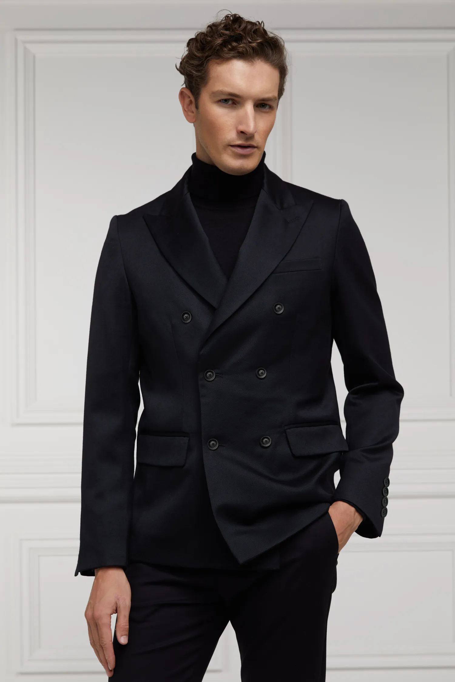 Fashion The Double Breasted Blazer (Black Barathea) Women Tailoring|Blazers