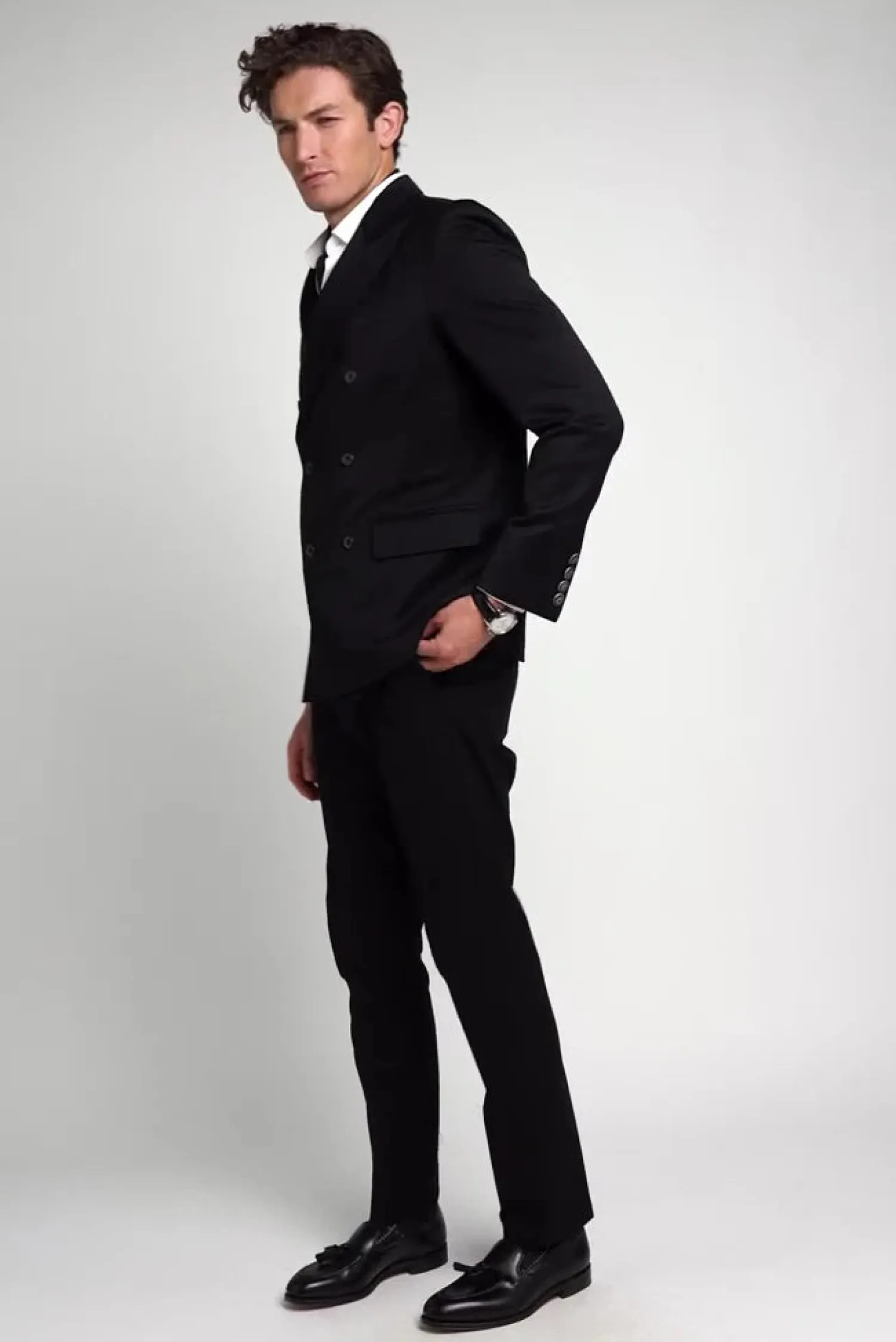 Fashion The Double Breasted Blazer (Black Barathea) Women Tailoring|Blazers