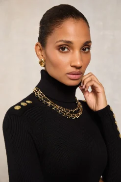 New Triple Chain Necklace (Black Gold) Women Jewellery & Keyring|Jewellery & Keyring