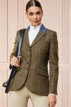Hot Tweed Riding Jacket (Glen Green) Women Jackets|Tailoring