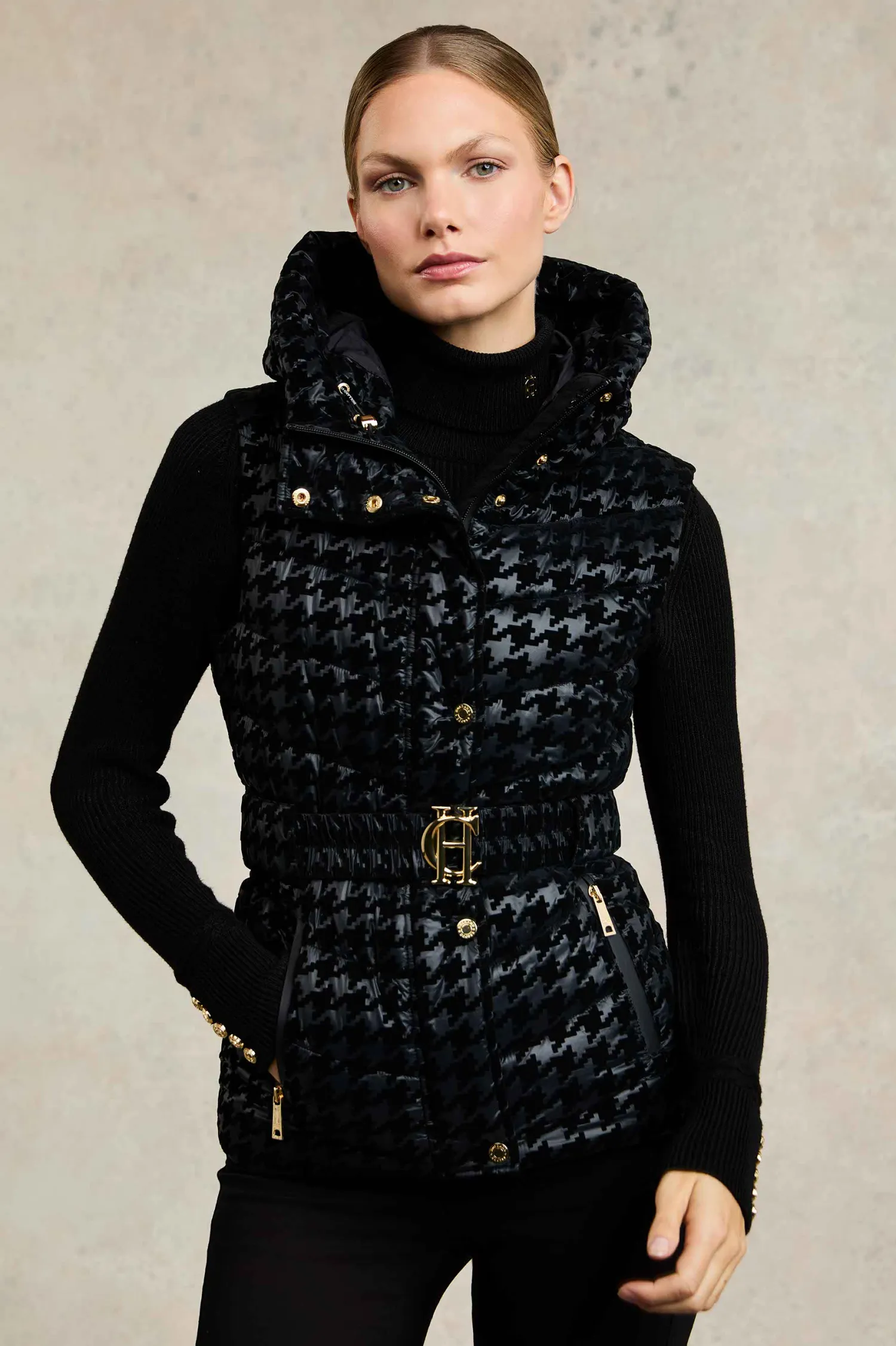 Fashion Vermont Gilet (Mono Houndstooth) Women Gilets