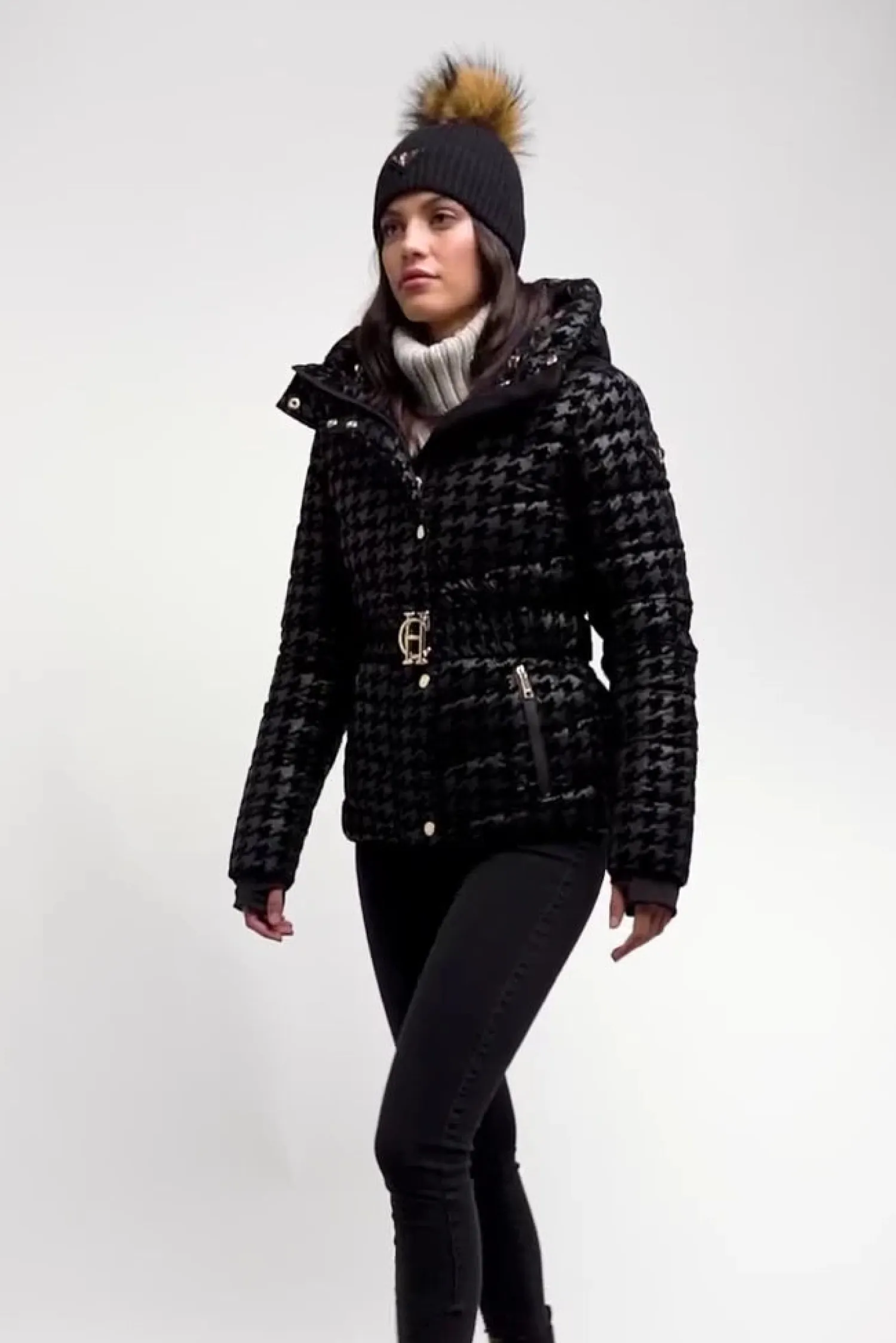 Fashion Vermont Puffer Jacket (Mono Houndstooth) Women Jackets