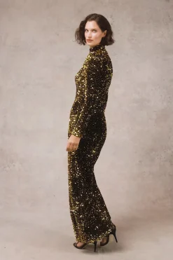 Clearance Victoria Sequin Maxi Dress (Gold Sequin) Women Dresses